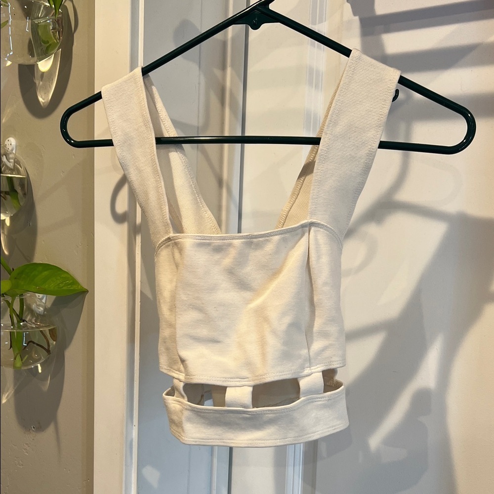 Cream Sleeveless Women's Crop Top